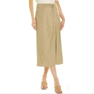 Vince Beige Tan Twist Knot Wool Blend Midi Skirt Size 6